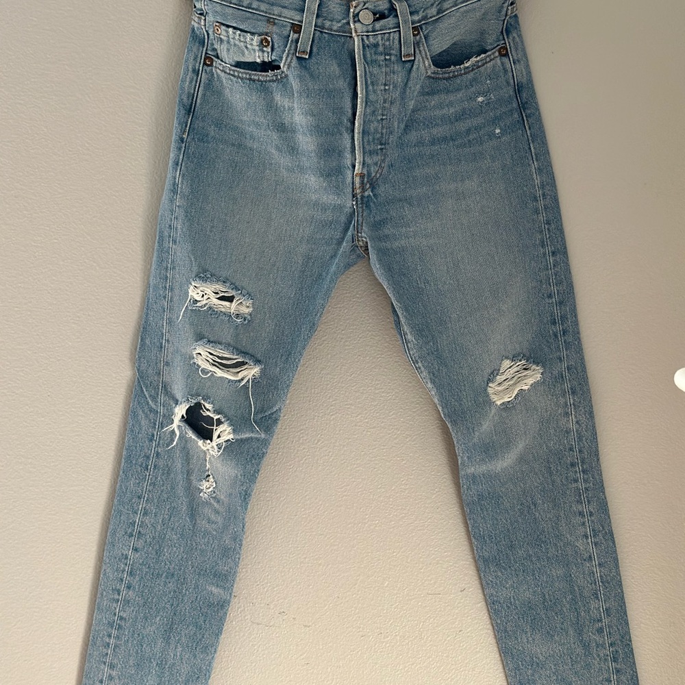 LEVI'S Premium 501 S Jeans Women's W27/L28 High Rise Ripped Distressed